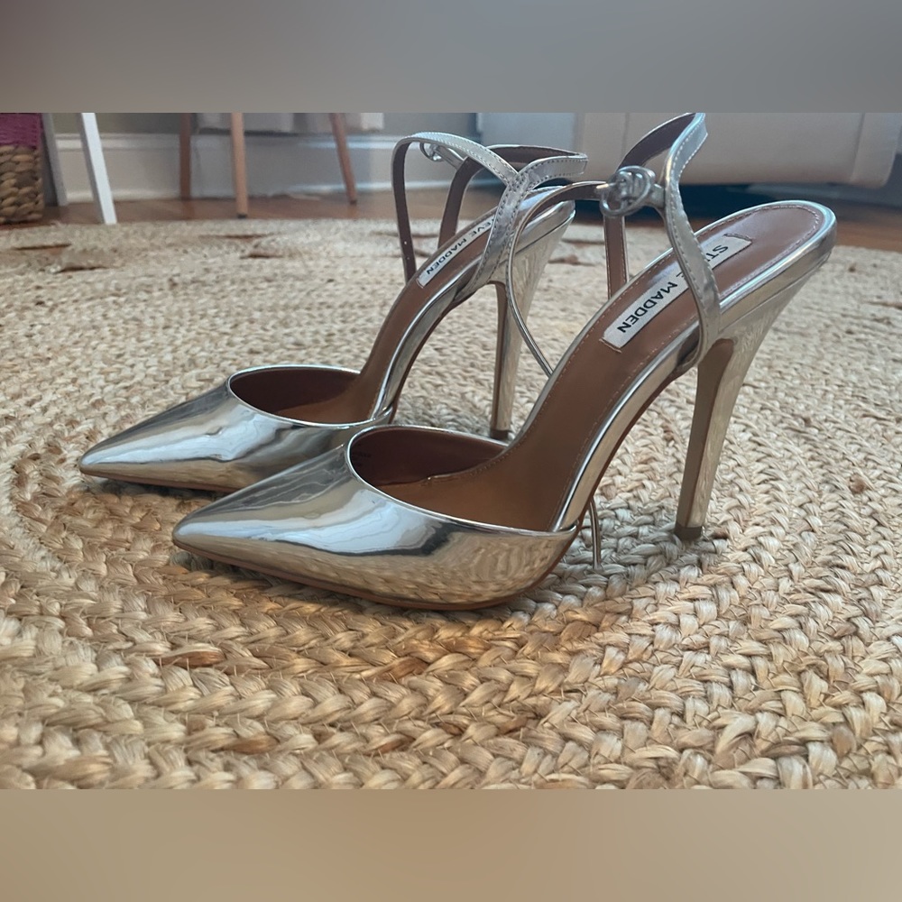 COPY - Steve Madden silver sling back pumps
